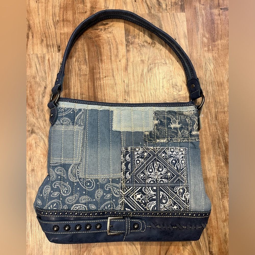 Rare Montana West Denim Patchwork Handbag